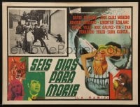 4j623 SEIS DIAS PARA MORIR Mexican LC 1967 art of Libertad Leblanc & hypodermic needle & skull!