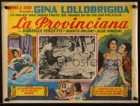 4j639 WAYWARD WIFE Mexican LC 1954 Gina Lollobrigida & Gabriele Ferzetti in inset AND border art!