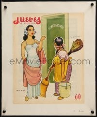 4j129 JUEVES DE EXCELSIOR linen Mexican magazine cover 1950s Freyre art of women by governor office!