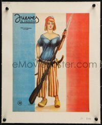 4j122 JUEVES DE EXCELSIOR linen Mexican magazine cover 1950s Freyre art of French female pirate!