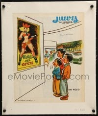4j135 JUEVES DE EXCELSIOR linen Mexican magazine cover 1960s Freyre art of kids by sexy poster!