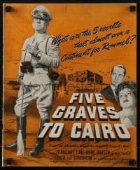 4j152 FIVE GRAVES TO CAIRO pressbook 1943 Billy Wilder, Nazi Erich von Stroheim, Franchot Tone!