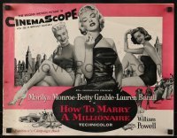 4j155 HOW TO MARRY A MILLIONAIRE pressbook 1953 sexy Marilyn Monroe, Betty Grable & Lauren Bacall!