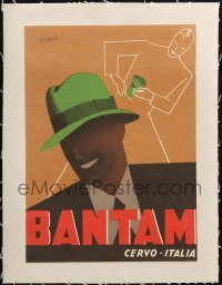 4j142 BANTAM linen 9x13 Italian advertising poster 1950s cool hat ad with art by Gino Boccasile!