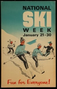 4j081 NATIONAL SKI WEEK JANUARY 21-30 11x17 special poster 1966 it's fun for everyone!