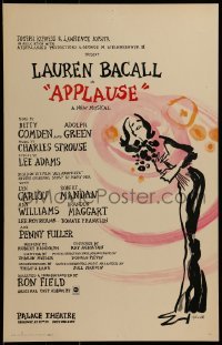 4j179 APPLAUSE stage play WC 1970 great Clyde Smith art of musical star Lauren Bacall!