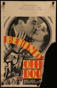 4j252 BEHIND OFFICE DOORS WC 1931 cool deco art of Mary Astor & Ricardo Cortez in keyhole!