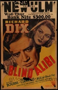 4j255 BLIND ALIBI WC 1938 Richard Dix poses as blind man with pretty Whitney Bourne!