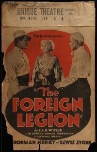 4j271 FOREIGN LEGION WC 1928 Mary Nolan between Lewis Stone & Norman Kerry, French Foreign Legion!