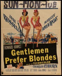 4j272 GENTLEMEN PREFER BLONDES WC 1953 art of sexy showgirls Marilyn Monroe & Jane Russell!