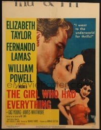 4j274 GIRL WHO HAD EVERYTHING WC 1953 sexy Elizabeth Taylor goes to the underworld for thrills!
