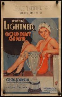 4j275 GOLD DUST GERTIE WC 1931 art of sexy gold digger Winnie Lightner in swimsuit w/trophy, rare!