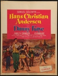 4j279 HANS CHRISTIAN ANDERSEN WC 1953 art of Danny Kaye playing invisible flute w/story characters