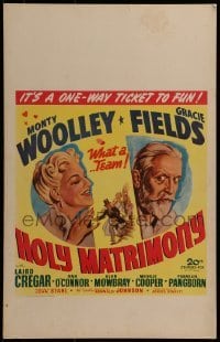 4j283 HOLY MATRIMONY WC 1943 wacky romantic art of Monty Woolley & Gracie Fields, what a team!