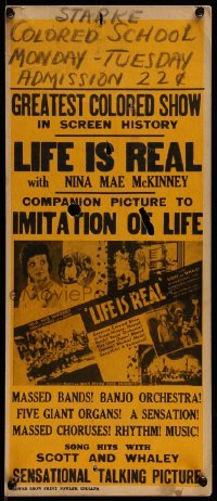4j080 LIFE IS REAL 9x22 special poster 1934 Nina Mae McKinney, greatest colored show, ultra rare!