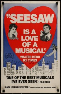4j227 SEESAW stage play WC 1973 starring John Gavin & Michele Lee on Broadway, by Michael Bennett!