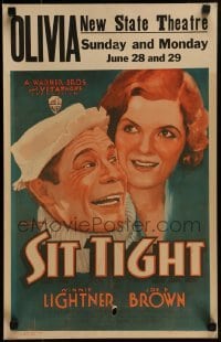 4j341 SIT TIGHT WC 1931 great artwork of big mouth Joe E. Brown & Winnie Lightner, wrestling!