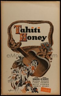 4j351 TAHITI HONEY WC 1943 great Jack Graven art of sexy island women marching out of ukulele!