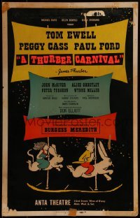 4j235 THURBER CARNIVAL stage play WC 1960 James Thurber's play, great cartoon carousel art!