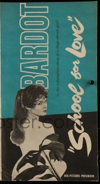4j169 SCHOOL FOR LOVE pressbook 1960 sexy Brigitte Bardot in her most provocative movie!