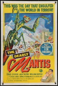 4k632 DEADLY MANTIS Aust 1sh 1957 classic art of giant insect attacking Washington D.C.!