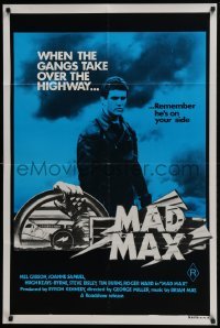4k642 MAD MAX Aust 1sh R1981 Mel Gibson & Miller post-apocalyptic classic, he's on your side!