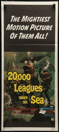 4k655 20,000 LEAGUES UNDER THE SEA Aust daybill R1970s art of Jules Verne's deep sea divers!
