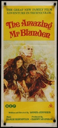 4k666 AMAZING MR BLUNDEN Aust daybill 1972 Laurence Naismith, Lynne Frederick, cool art!