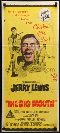 4k694 BIG MOUTH Aust daybill 1967 Jerry Lewis is the Chicken of the Sea, D.K. spy spoof artwork!