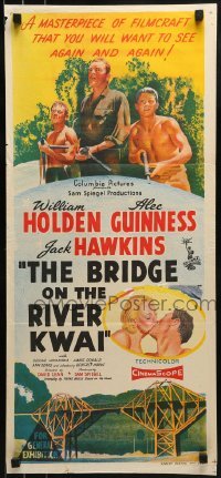 4k706 BRIDGE ON THE RIVER KWAI Aust daybill 1958 William Holden, David Lean classic, pre-awards!