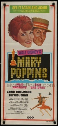4k851 MARY POPPINS Aust daybill R1970s Julie Andrews & Dick Van Dyke in Walt Disney's classic!