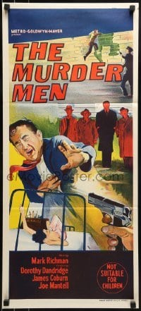 4k859 MURDER MEN Aust daybill 1961 different art of man being shot & criminal line up!