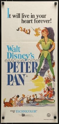 4k874 PETER PAN Aust daybill R1970s Disney cartoon fantasy classic, where adventure never ends!