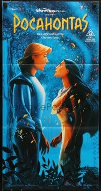 4k882 POCAHONTAS Aust daybill 1995 Disney Native Americans, John Smith and title character at night