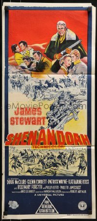 4k921 SHENANDOAH Aust daybill 1965 great hand litho of James Stewart in the Civil War!