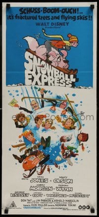 4k933 SNOWBALL EXPRESS Aust daybill 1972 Walt Disney, Dean Jones, wacky winter fun art!
