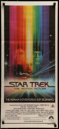 4k943 STAR TREK Aust daybill 1979 cool art of William Shatner & Nimoy by Bob Peak w/credits!