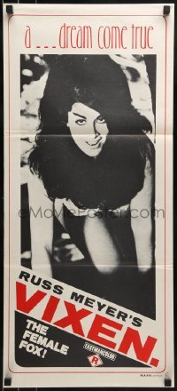 4k984 VIXEN Aust daybill 1968 classic Russ Meyer, sexy Erica Gavin, a dream come true!