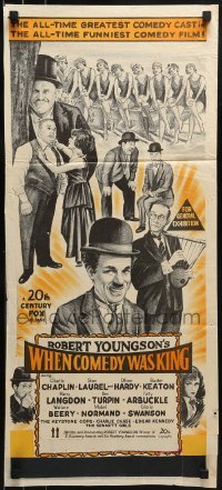 4k988 WHEN COMEDY WAS KING Aust daybill 1960 Charlie Chaplin, Buster Keaton, Laurel & Hardy!