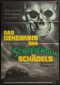4k346 SCREAMING SKULL German 1962 fantastic art of huge creepy skull looming over castle!