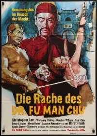 4k366 VENGEANCE OF FU MANCHU German 1967 cool art of Asian villain Christopher Lee!