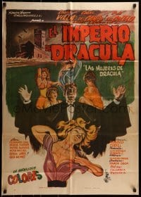 4k074 EL IMPERIO DE DRACULA Mexican poster 1967 Lucha Villa, wild Ruizo horror artwork!