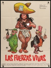 4k081 LAS FUERZAS VIVAS Mexican poster 1975 Luis Alcoriza' Mexican Revolution action thriller!