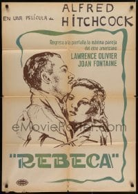 4k060 REBECCA Colombian R1960s Alfred Hitchcock classic, different art of Olivier and Fontaine!