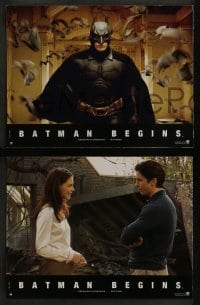 4k484 BATMAN BEGINS 8 French LCs 2005 great images of Christian Bale as the Caped Crusader!