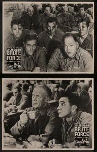 4k486 BRUTE FORCE 8 style B French LCs R1970s different images of tough Burt Lancaster in prison!