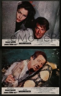 4k526 MOONRAKER 8 French LCs 1979 many images of Roger Moore as James Bond, different!