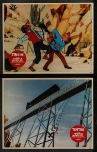 4k550 TINTIN & THE TEMPLE OF THE SUN 8 style B French LCs 1969 cool action adventure cartoon images!