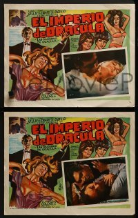 4k047 EL IMPERIO DE DRACULA 7 Mexican LCs 1967 Lucha Villa, wild Ruizo horror artwork!