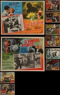 4m067 LOT OF 10 HORROR/SCI-FI MEXICAN LOBBY CARDS 1950s-1960s great scenes & border art!